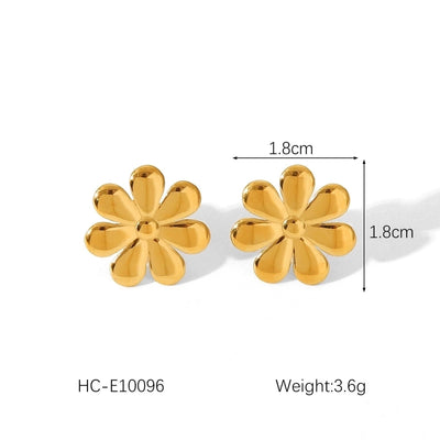 1 Pair IG Style Flower Plating Inlay 304 Stainless Steel Pearl 18K Gold Plated Ear Studs