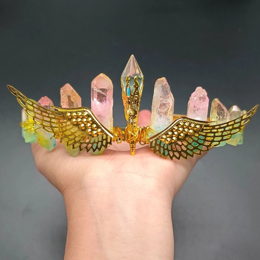 retro crown natural crystal hair band