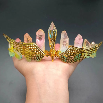 retro crown natural crystal hair band