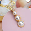 fairy style bow knot metal inlay rhinestones pearl hair clip 1 piece