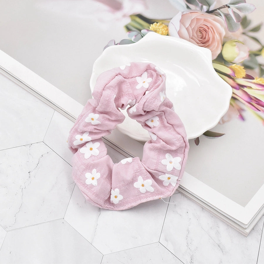 korean style flower print fabric hair scrunchies
