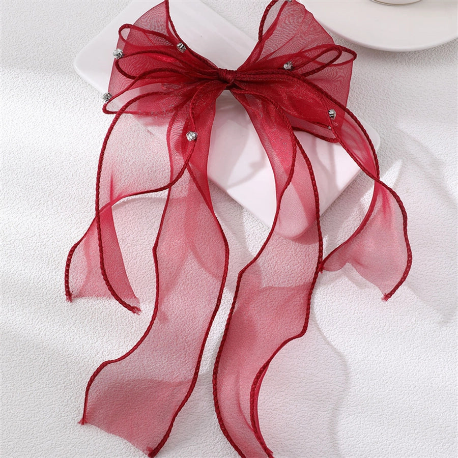 women's sweet solid color bow knot cloth hair clip