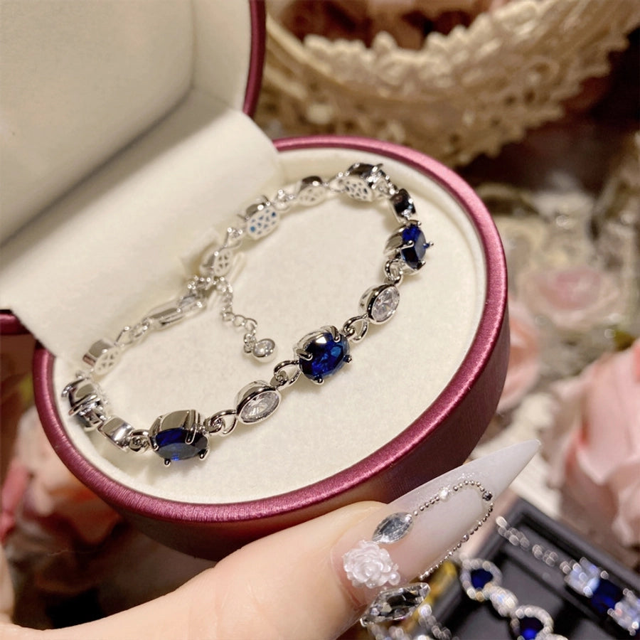 Copper Inlay Water Droplets Heart Shape Rectangle Artificial Gemstones Bracelets