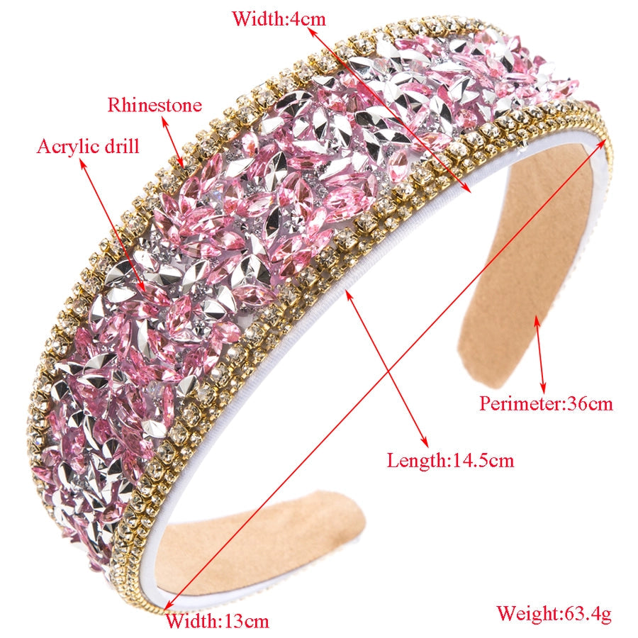 women's luxurious baroque style geometric cloth inlay acrylic rhinestones hair band
