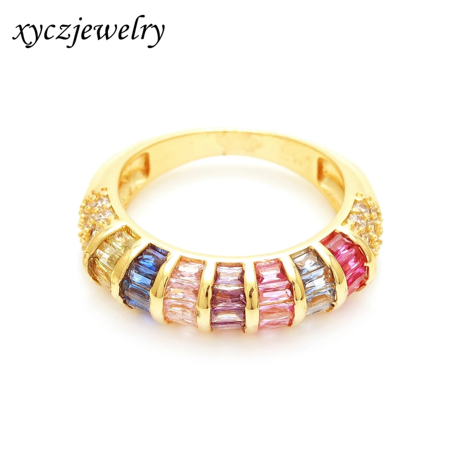 Copper Plating Geometric Zircon Copper Rings