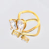 Jewelry Elegant Square Water Droplets 304 Stainless Steel Rhinestones 18K Gold Plated Inlay Rings