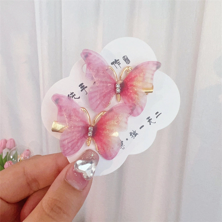 fairy style gradient color butterfly plastic resin rhinestone hair clip