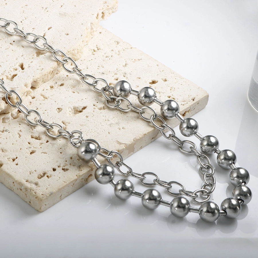 Jewelry Streetwear Geometric 304 Stainless Steel Plating Layered Necklaces
