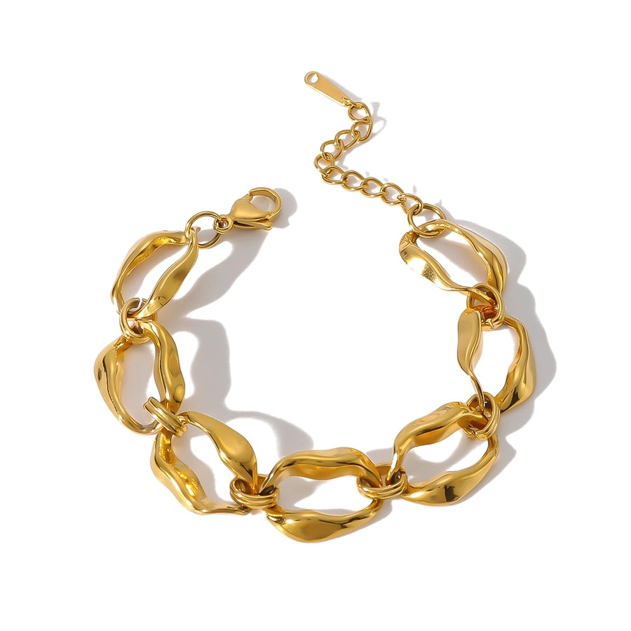 IG Style Classic Style Geometric 304 Stainless Steel 18K Gold Plated Bracelets In Bulk