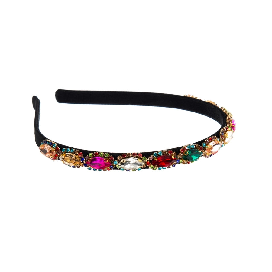 ig style shiny oval cloth inlay rhinestones hair band