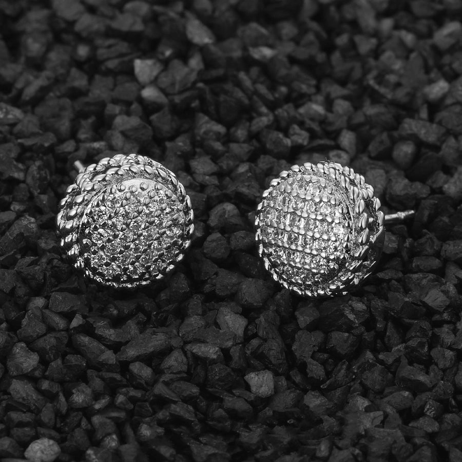 1 Pair Hip-Hop Retro Round Plating Inlay Copper Zircon Ear Studs