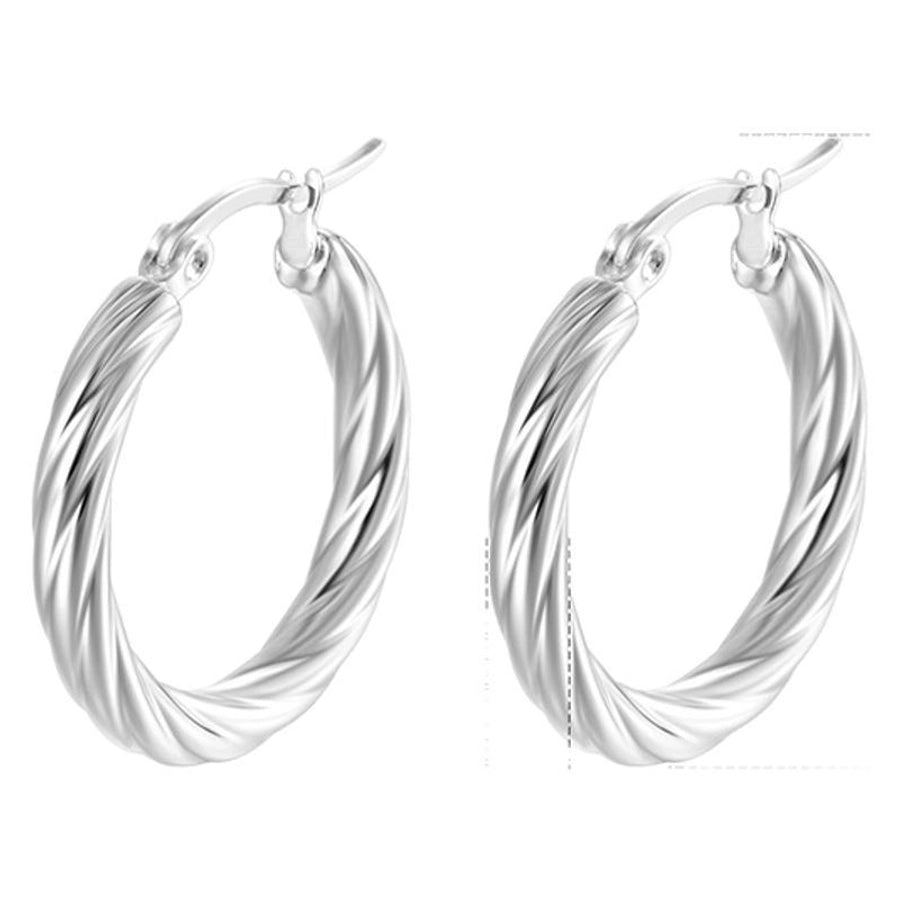 1 Pair Retro Simple Style Solid Color Plating 304 Stainless Steel Silver Plated Earrings