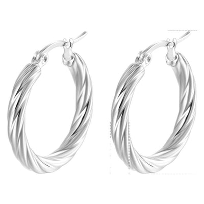 1 Pair Retro Simple Style Solid Color Plating 304 Stainless Steel Silver Plated Earrings