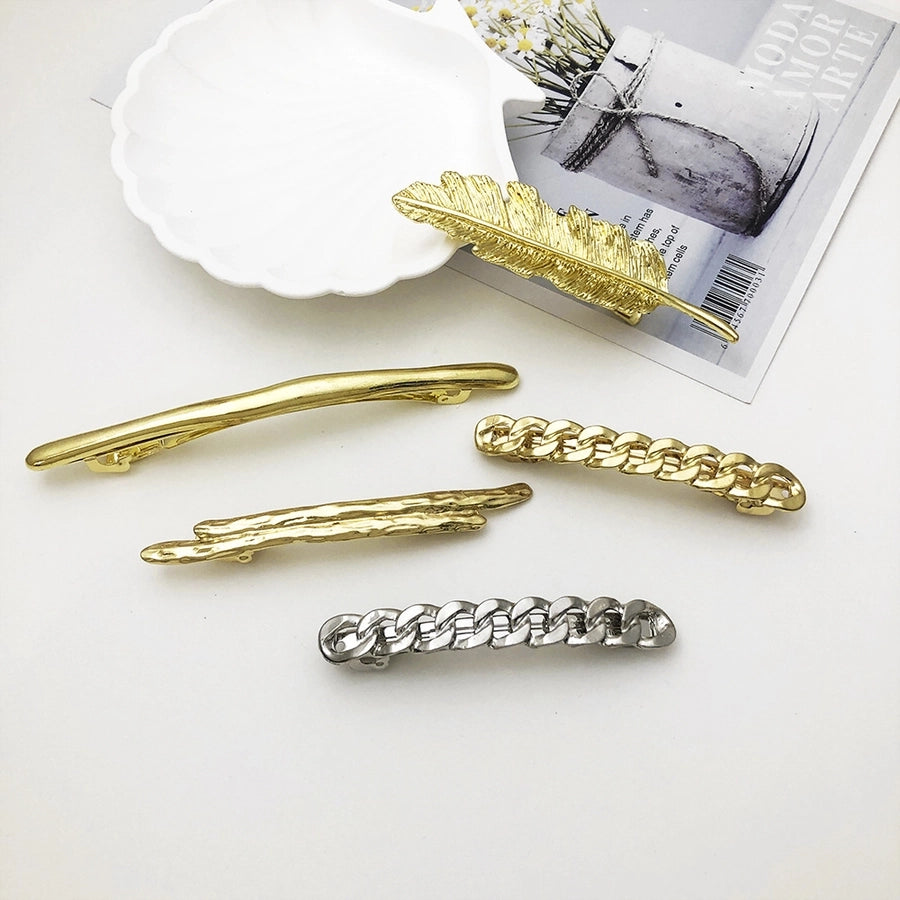 Women's Simple Style Leaves Solid Color Alloy Plating Hair Clip
