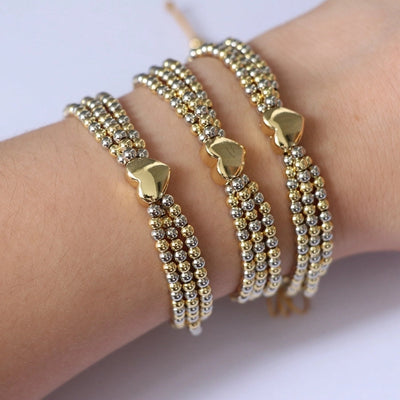 Copper Beaded Heart Shape Bracelets