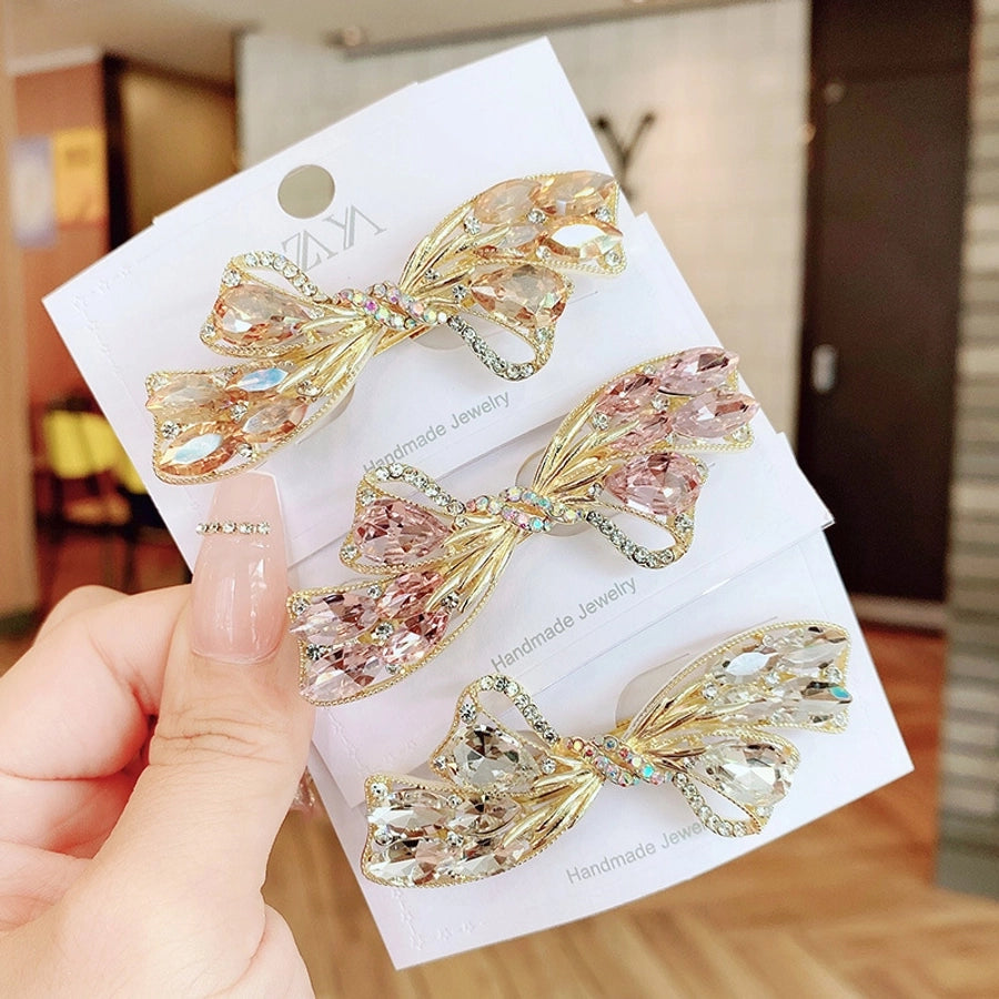 sweet bow knot artificial crystal hair clip