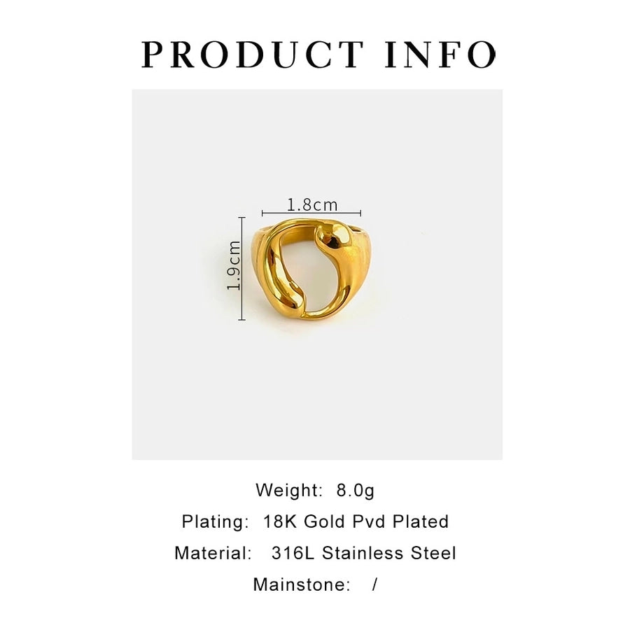 Jewelry Retro French Style IG Style Geometric 316L Stainless Steel  18K Gold Plated Irregular Open Rings