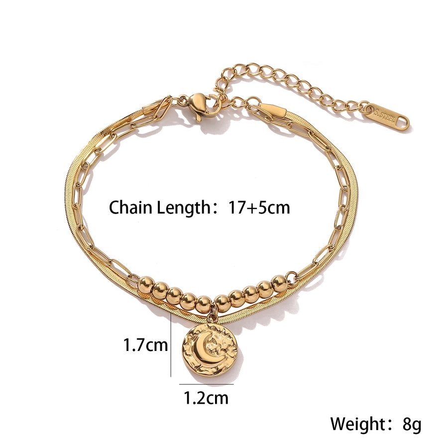 Elegant Simple Style Star Moon Conch 304 Stainless Steel snake chain Bracelets In Bulk