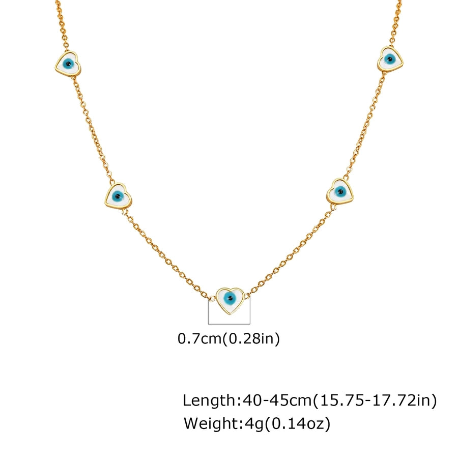 Jewelry Vintage Style Simple Style Heart Shape Eye Flower 201 Stainless Steel Necklace