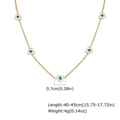 Jewelry Vintage Style Simple Style Heart Shape Eye Flower 201 Stainless Steel Necklace