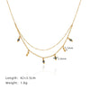 Jewelry Vintage Style Geometric 304 Stainless Steel natural stone 18K Gold Plated Beaded Plating Double Layer Necklaces
