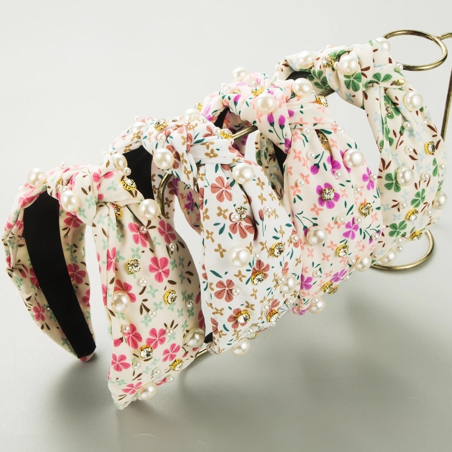 Women's Casual Vacation Classic Style Color Block Alloy Cloth Flowers Inlay Rhinestones Hair Band