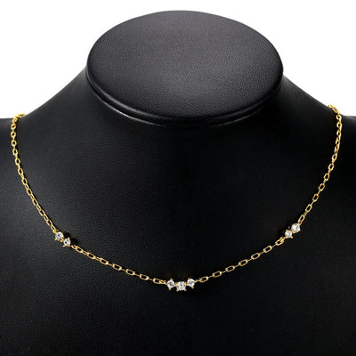 Copper 18K Gold Plated Inlay Solid Color Zircon Necklace