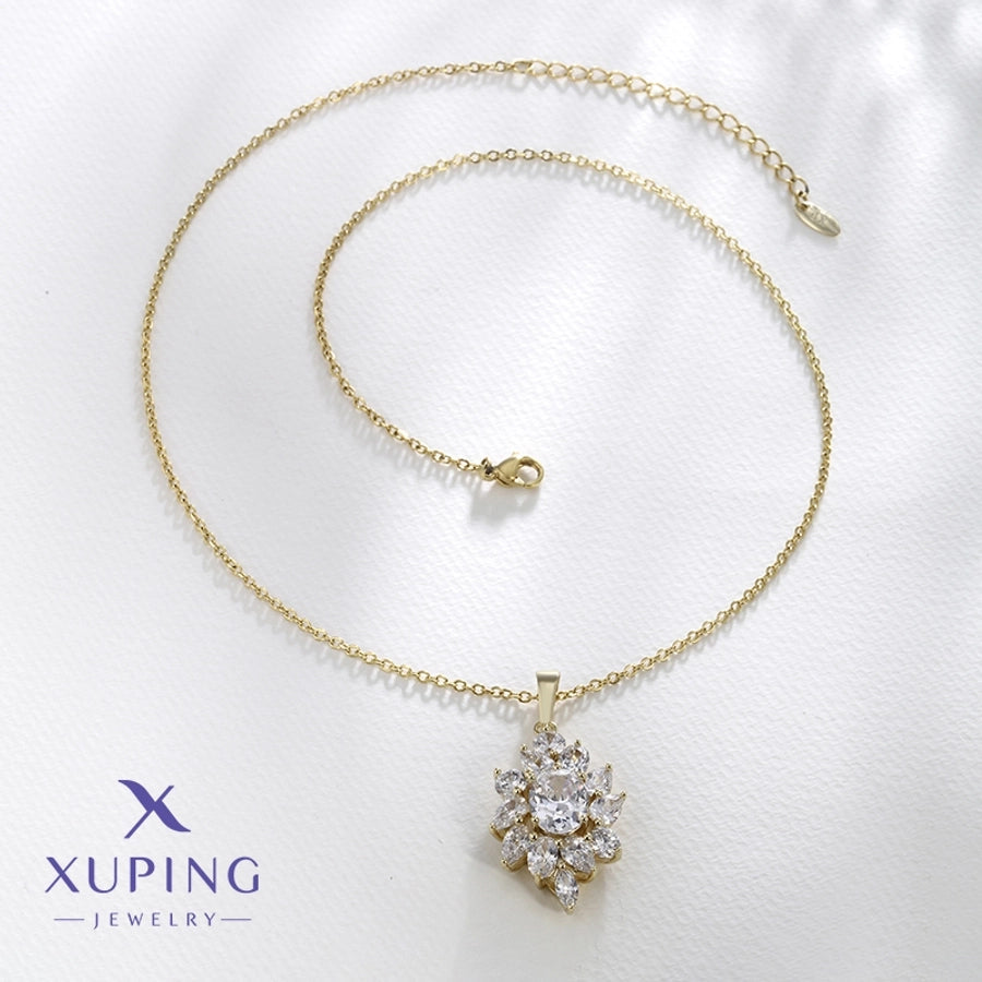 Copper 18K Gold Plated Plating Flower Artificial Gemstones Jewelry Set