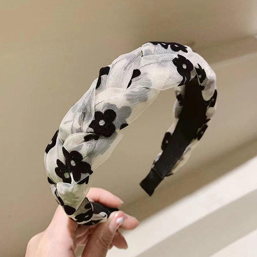 simple style flower bow knot twist cloth hair band