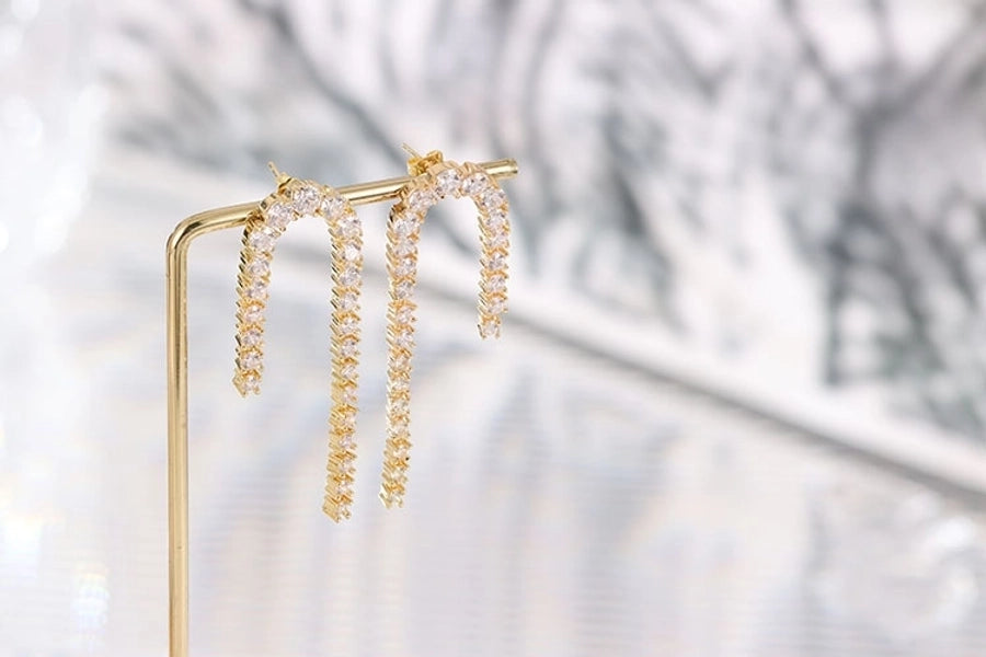 1 Pair Vintage Style Classic Style Geometric Plating Copper Zircon Drop Earrings