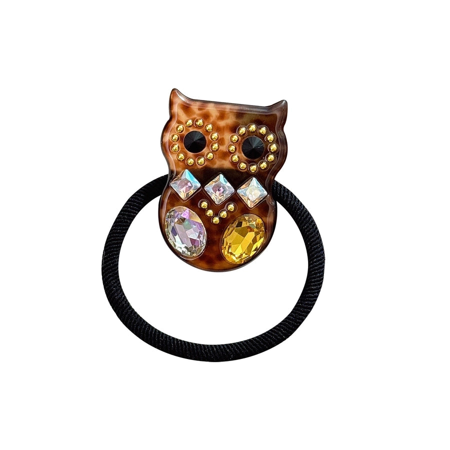 Women's Cute Owl Acetic acid sheets Inlay Rhinestones Rubber Band