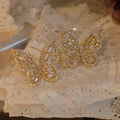 Light luxury high-grade butterfly mosquito coil ear clip without pierced women's super flash Mori style fresh earrings summer fashion