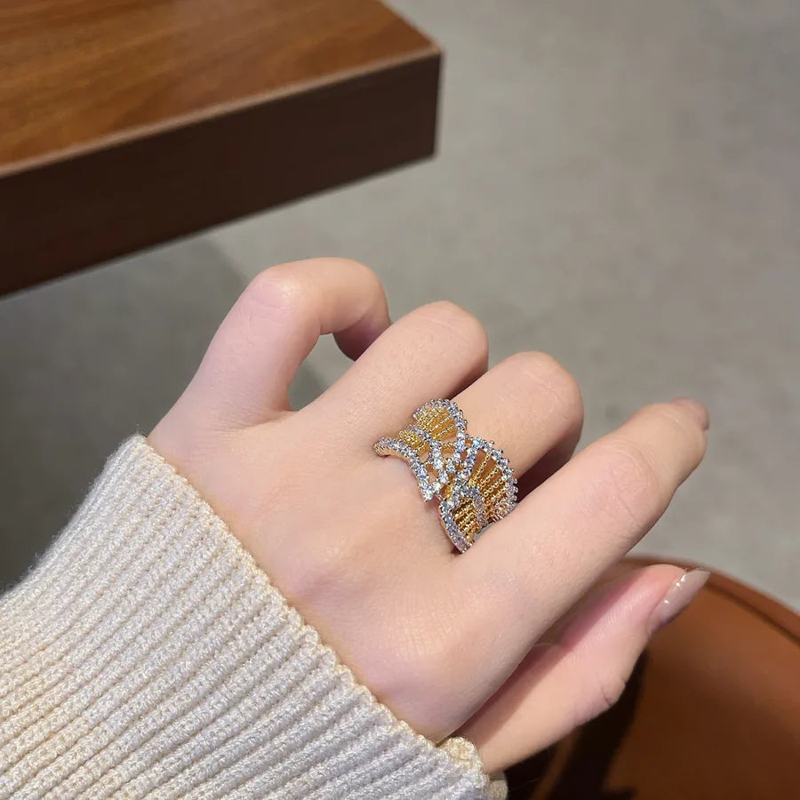 Wholesale Jewelry Classic Style Shiny Geometric Copper Plating Open Rings