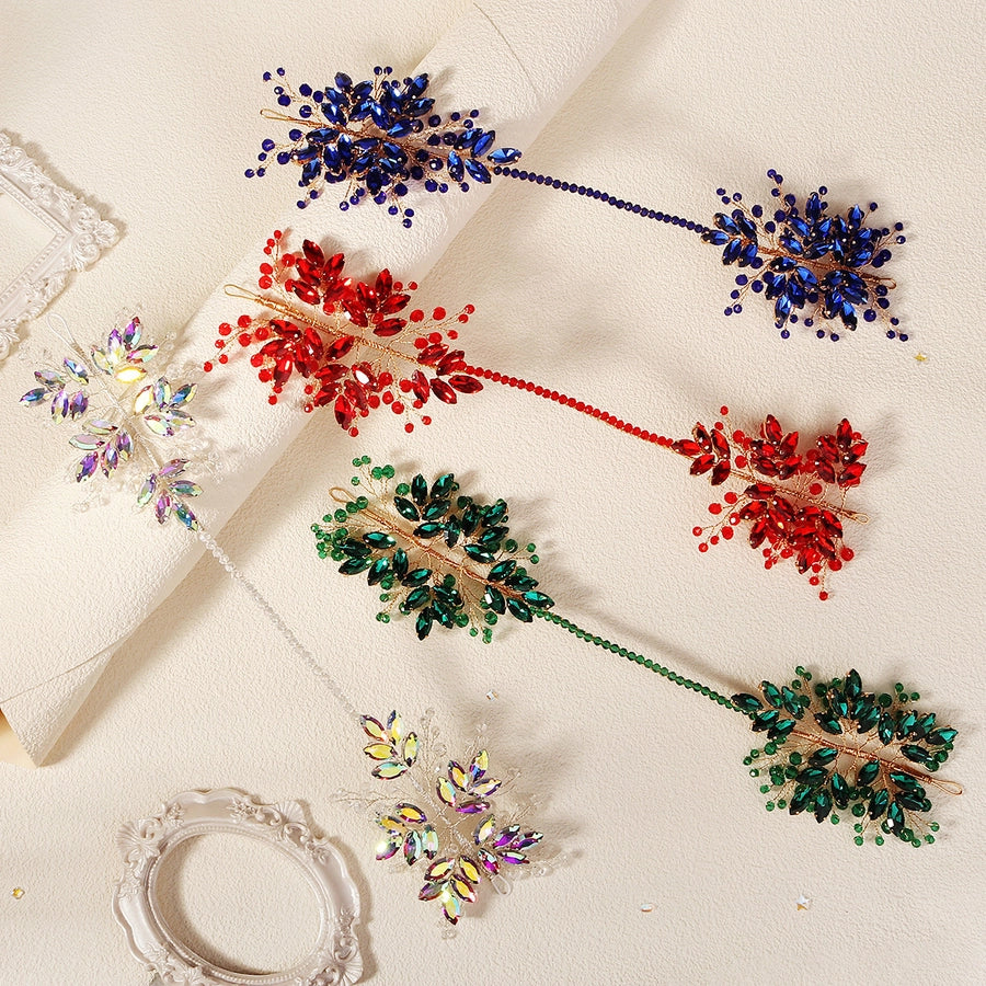 Women's Elegant Shiny Leaf Alloy Inlay Rhinestones Hair Band