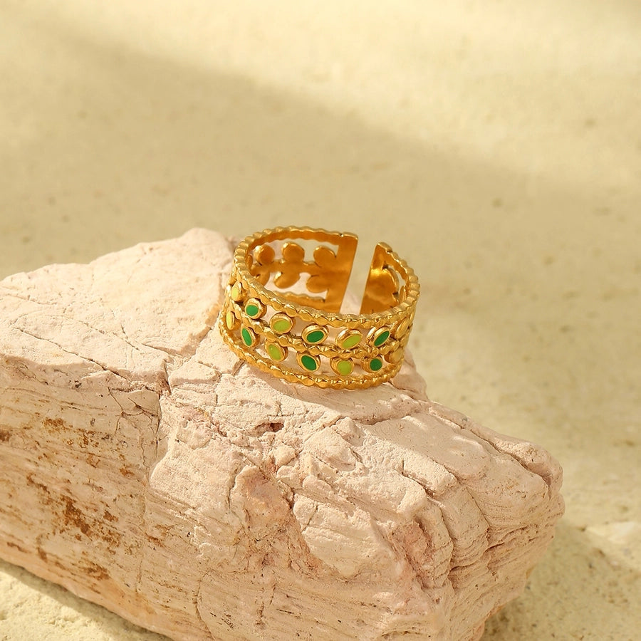 Jewelry Baroque Style Vacation Leaves 304 Stainless Steel Open Rings