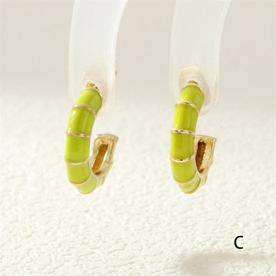 1 Pair Simple Style Classic Style C Shape Enamel Copper Zircon Ear Studs