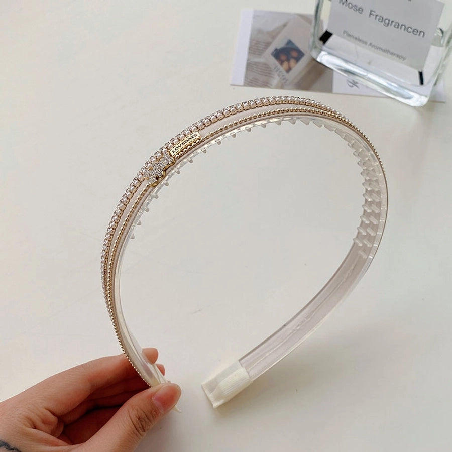 glam shiny u shape imitation pearl rhinestone hair band