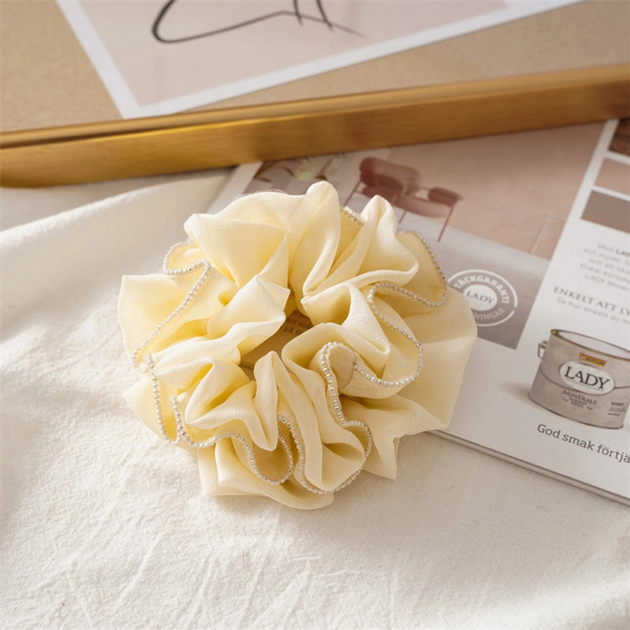 simple style solid color ruffles cloth pleated hair tie 1 piece