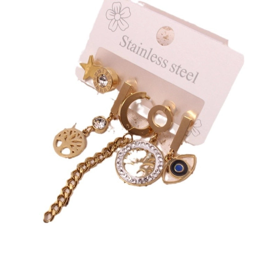 1 Set Vacation Simple Style Leaf Heart Shape Flower Plating Titanium Steel Drop Earrings