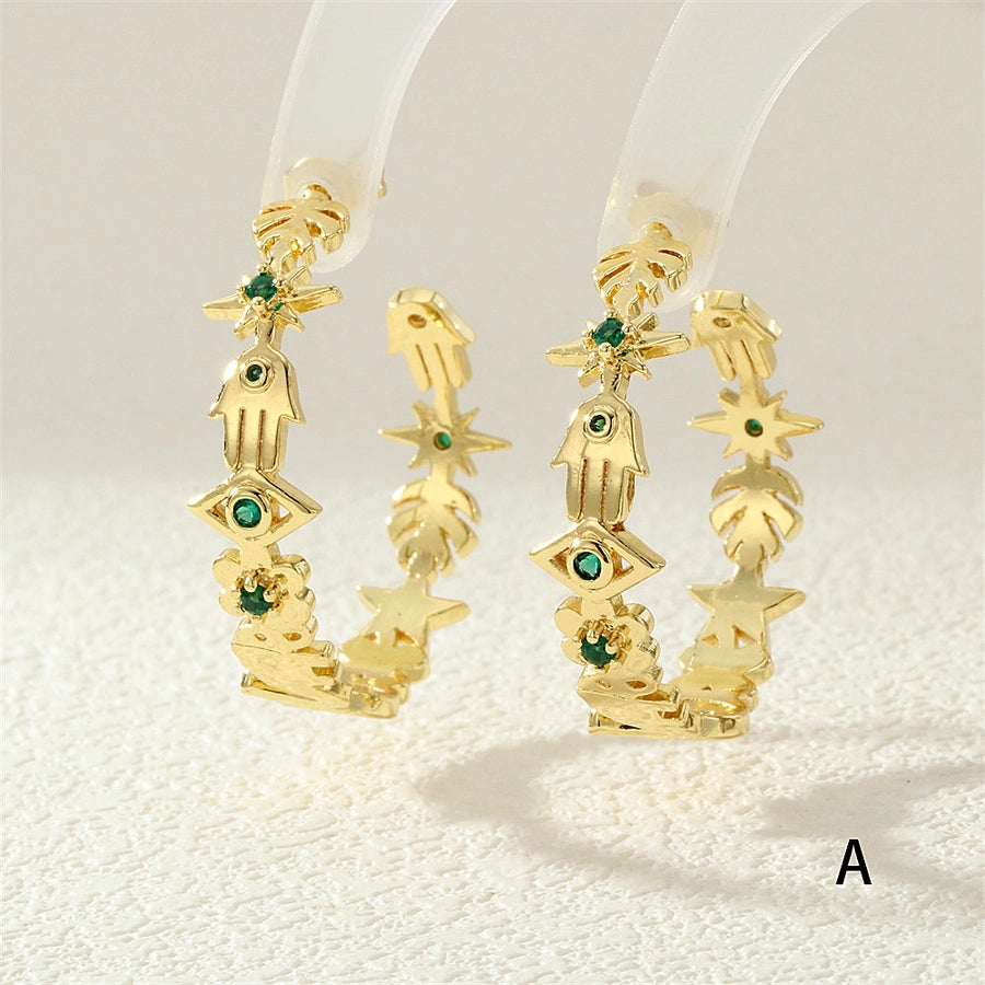 1 Pair IG Style Exaggerated Streetwear Devil's Eye  Inlay Copper Zircon 18K Gold Plated Ear Studs