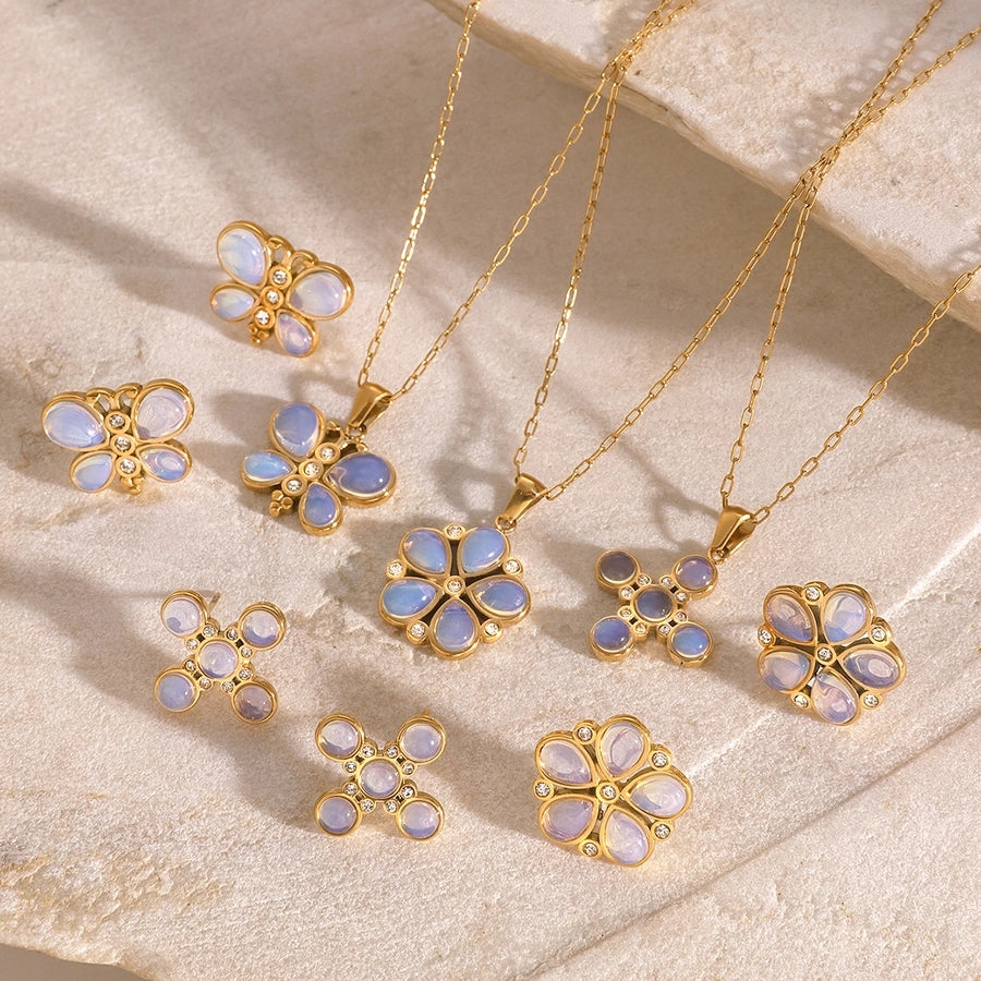 Jewelry Simple Style Classic Style Flower 304 Stainless Steel Jewelry Set