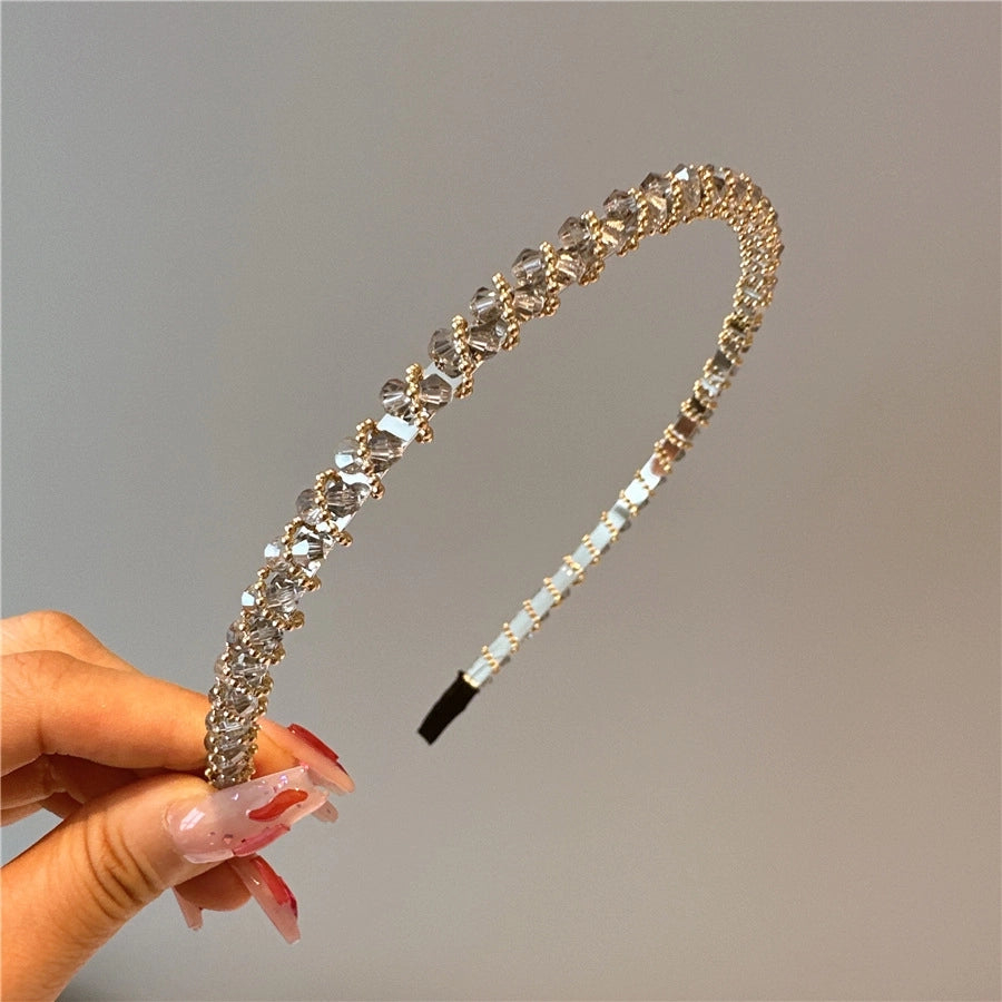 Women's Simple Style Solid Color Artificial Crystal Diamond Hair Band