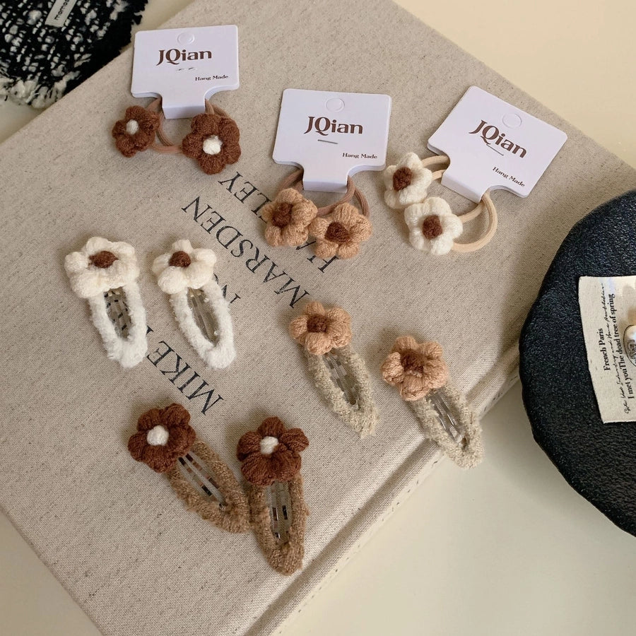 Milk Coffee New Autumn and Winter Cute Flower Hair Clip Hairpin Side Shredded Hair Bangs Clip Children's Hair String Hair Accessories Headdress for Women