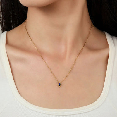 Jewelry Retro French Style Simple Style Geometric Titanium Steel Natural Stone 14K Gold Plated Plating Pendant Necklace