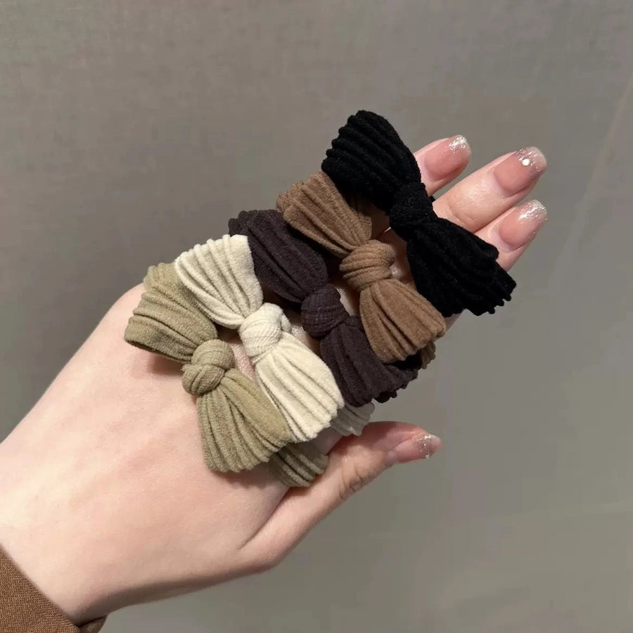 simple style solid color bow knot cloth bowknot hair tie