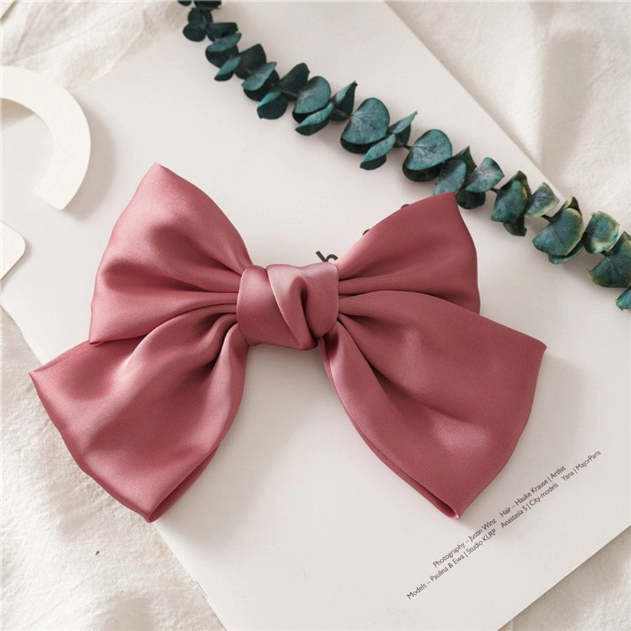 preppy style bow knot cloth hair clip 1 piece