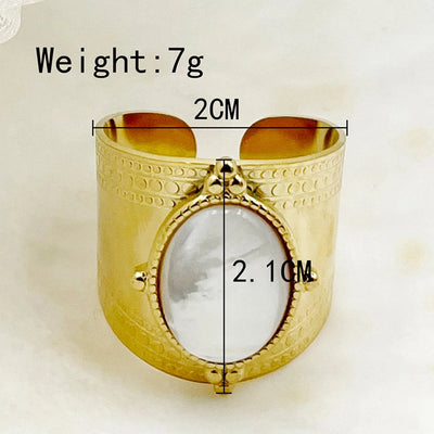 Jewelry Elegant Vacation Simple Style Sun Square Oval 304 Stainless Steel Shell 14K Gold Plated Inlay Open Rings