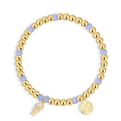 Jewelry IG Style Fish Bone Copper Zircon Beaded Inlay Bracelets