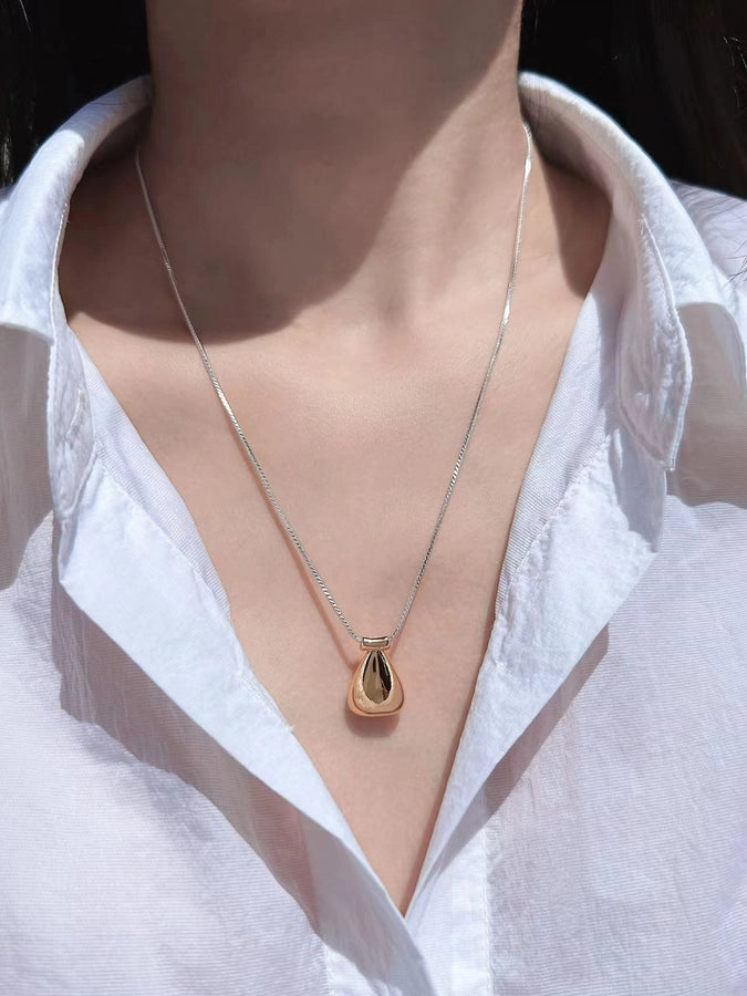 Brass 24K Gold Plated Plating Color Block Water Droplets Brass Necklace