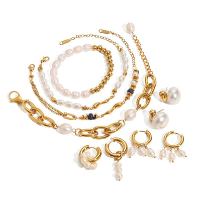 Elegant Geometric Stainless Steel Beaded Chain Bracelets In Bulk
